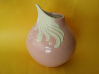 Vintage Pink White Art Deco Pottery Vase Nouveau