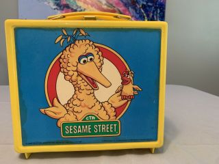Vintage 1985 Sesame Street Big Bird Plastic Lunch Box W/ Thermos D3