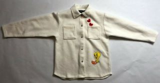 Classic Looney Tunes Vintage Tweety Bird Button Up Sweater L (12/14)