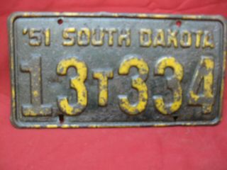 Vintage Rustic 1951 South Dakota Truck License Plate