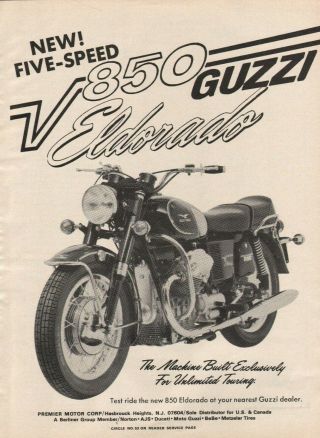 1972 Moto Guzzi 850 Eldorado - Vintage Motorcycle Ad