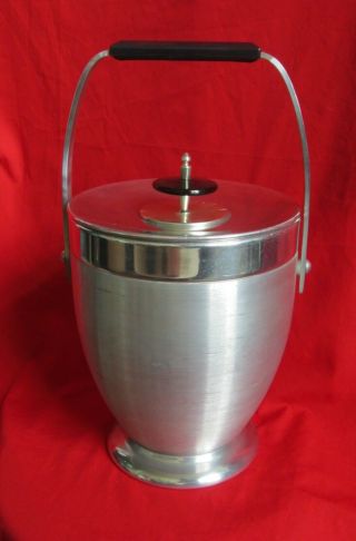 Vintage Mcm Mid Century Modern Atomic Kromex Spun Aluminum Large Ice Bucket
