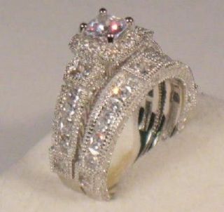 3.  00 Ct Princess Antique Diamond Engagement Ring Wedding Set White Gold Size 7