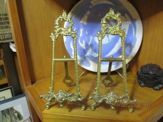 2 Antique Style Ornate Rococo Solid Brass Photo / Book Holders 24 Cm As