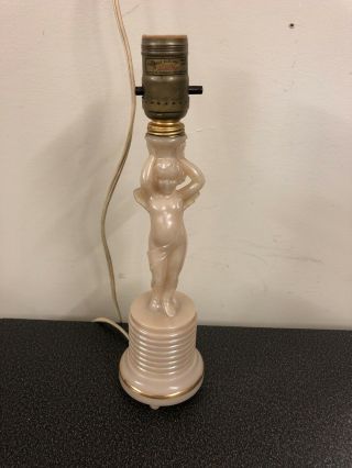 Aladdin Glass Alacite Cherub Lamp Antique Vintage Art Deco