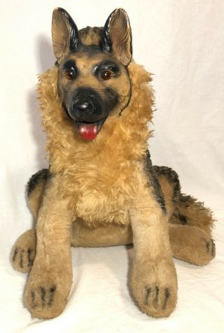 Vintage Rubber Face Plush Dog Stuffed Animal German Shepard 1976