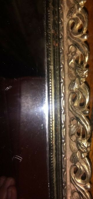 Vintage Gold Metal Filigree Vanity Mirror Dresser Tray Rectangle 2
