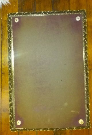 Vintage Gold Metal Filigree Vanity Mirror Dresser Tray Rectangle 3
