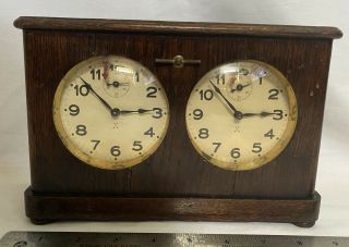 Antique 1920’s Oak Federation Chess Clock Timer Newcastle Club Historic Interest