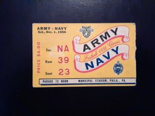 1956 Army Vs.  Navy Ticket Stub Tie Game 7 - 7