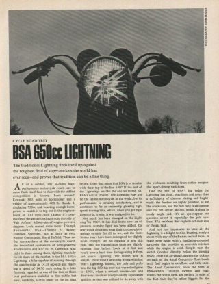 1969 Bsa 650cc Lightning - 4 - Page Vintage Motorcycle Article