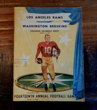 1958 Los Angeles Rams Vs Washington Redskins Nfl Football Program