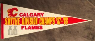 Pennant Nhl: Calgary Flames 1987 - 88 Smythe Division Champs,  12 " X 30 ",  Color