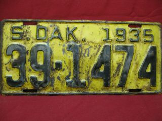 Vintage Rustic 1935 South Dakota Truck License Plate