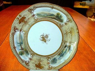 Early 19thc Museum Quality Hand Painted Gilded Scenic 8 1/2 " Plate 3