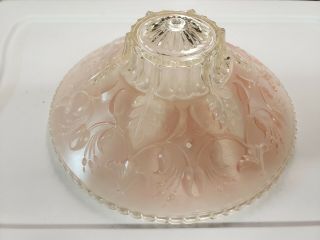 Vintage Pink Shade Globe Clear Frosted Glass Art Deco 3 Hole Chain Ceiling Light