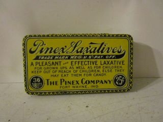Vintage Advertising Pinex Laxatives Tin Fort Wayne Indiana Estate Find
