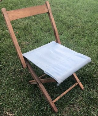Vintage Kids Canvas & Wood Folding Camping Chair