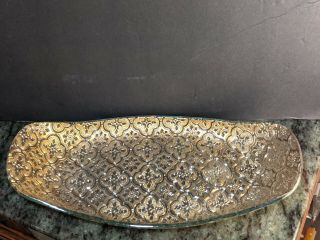 Vintage Georges Briard Gold Iberia Glass Rectangle Dish Tray Platter