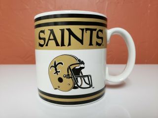 Vintage Nfl Orleans Saints Coffee Mug Cup Russ Berrie Nfl Black Gold Helmet