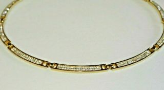 Authentic Vintage Christian Dior Necklace Choker W/ Crystals & Extra Link Signed