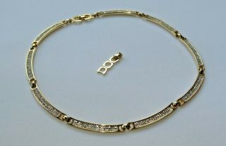 Authentic Vintage CHRISTIAN DIOR Necklace Choker w/ Crystals & Extra Link Signed 2