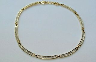 Authentic Vintage CHRISTIAN DIOR Necklace Choker w/ Crystals & Extra Link Signed 3