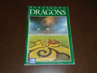 1992 Wlaf World League Barcelona Dragons Media Guide Ex -