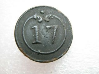 Old Vintage 17 Regiment Small Brass Button Napoleonic Wars 1812