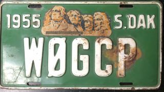 1955 South Dakota W0gcp Ham Radio License Plate