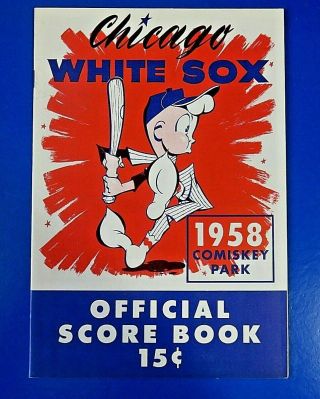 1958 Chicago White Sox Scorecard Program Vs Detroit Tigers Nm