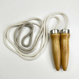 Vintage Wooden Handle Cotton Jump Rope - Made In Usa