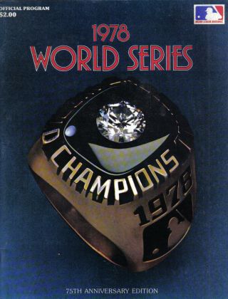 1978 World Series Baseball Program Los Angeles Dodgers York Yankees Gm 3