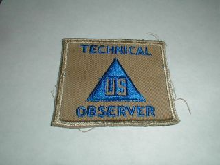 Vintage Ww2 Non - Combatant Technical Observer Insignia U.  S Army Uniform Patch
