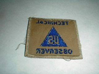 Vintage WW2 Non - Combatant TECHNICAL OBSERVER Insignia U.  S Army Uniform Patch 2
