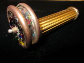 Antique Brass Jeweled Double Wheel Kaleidoscope 3 " Long