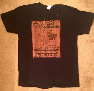 Nirvana Vintage Pittsburgh Gig Flyer T - Shirt 7/09/89 Custom Bleach Design Large