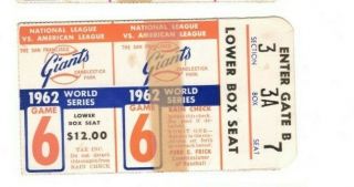 1962 World Series Ticket Stub Game 6,  San Francisco Giants V York Yankees
