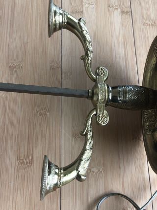 Vintage Brass Bouillotte 2 Arm French Horn Table Desk Lamp Antique 3