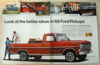 Vintage 1968 Ford Pickup Truck Ad Ranger F - 100 Like A Truck Rides Like Car
