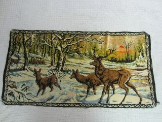 Vintage Wall Tapestry Deer Doe Buck Elk Stag 19 " X 26 1/2 " Made In Italy