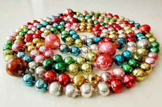 Vintage Christmas Mercury Glass Bead Garland Multi Color Large Spacers 99 "