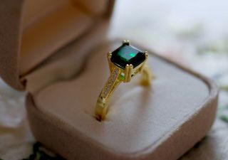 Vintage Jewellery Gold Ring Emerald And White Sapphires Antique Jewelry Size 8 P