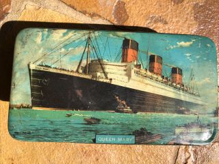 Vintage Bensons English Toffee Candy Confection Rms Queen Mary Steamship Tin Box