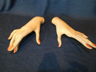 Vintage Female Mannequin Hands W/ Painted Nails & Expression No Damage