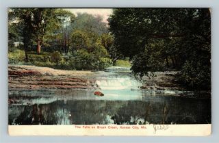 Kansas City Mo,  Falls On Brush Creek,  Vintage Missouri Postcard