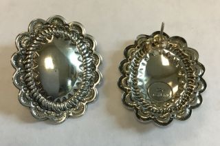 Vintage Navajo Signed Cj Sterling Silver 925 Earrings Large