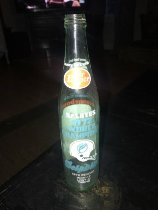 Vintage Dr Pepper 1972 Miami Dolpins World Champions Bottle