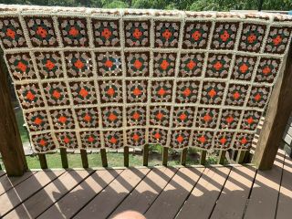 Great Pattern Vintage Handmade Crochet Throw Blanket Afghan (approx 40”x50”)