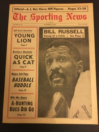 1966 Sporting News Boston Celtics Bill Russell No Label Player Coach Chamberlain